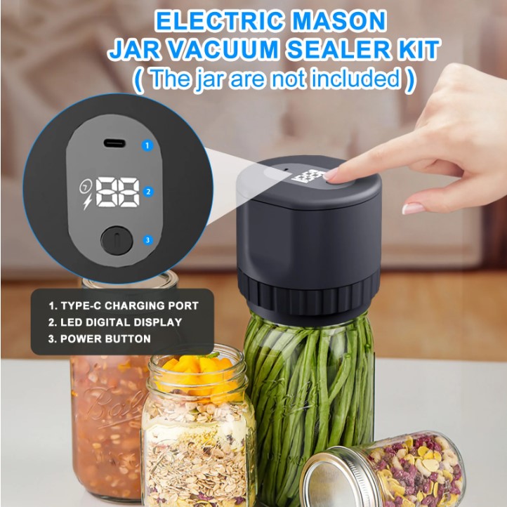 Automatic Electric Mason Jar Vacuum Sealer Kit - Black_1