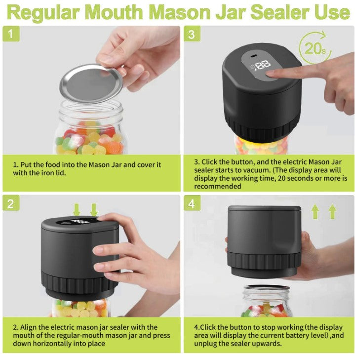 Automatic Electric Mason Jar Vacuum Sealer Kit - Black_2