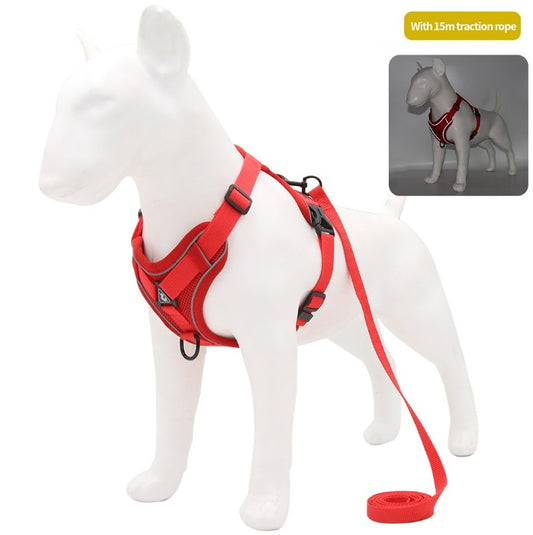 Pet Leash Reflective Breathable Dog Harness Vest Style -  Red_0