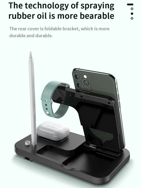 15W Fast Charge 4 In 1 QI Wireless Charger Dock Station - Black_1